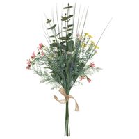 Kunstbloemen boeket Eucalyptus - 66 cm - Wilde bloemen - groen en kleur