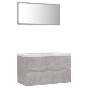 The Living Store Badkamermeubelset - Betongrijs - 80 x 38.5 x 45 cm - Keramieken wastafel - 81 x 39.5 x 18.5 cm - Met