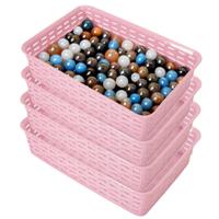 Opbergmandje/ladeverdeler - 4x - roze - 2 liter - kunststof - 17 x 25 x 6 cm - kleine bakjes