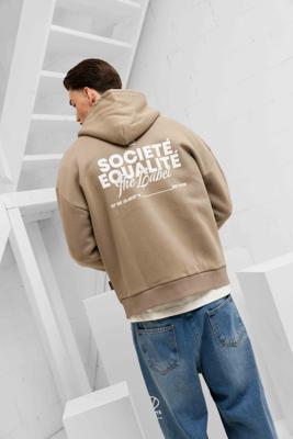 Equalité Societe 2.0 Oversized Full Zip Hoodie Heren Beige - Maat M - Kleur: Beige | Soccerfanshop