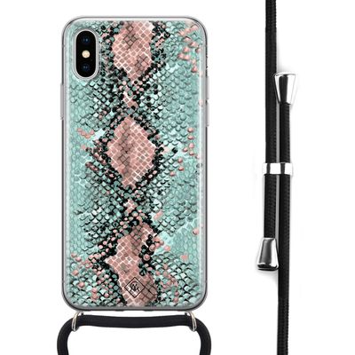 iPhone X/XS hoesje met koord - Snake pastel