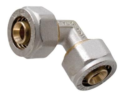 Kirchhoff Messing aansluithoek 90°, vernikkeld, 16 mm, klemkoppeling voor meerlagenbuis - 988906155