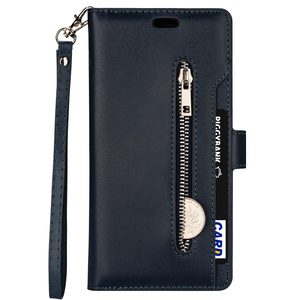 iPhone 15 Pro hoesje - Bookcase - Koord - Pasjeshouder - Portemonnee - Rits - Kunstleer - Blauw