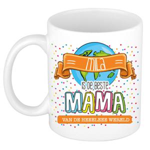 Naam mok mama Mila - wit - de beste - keramiek - 300 ml - Moederdag/verjaardag