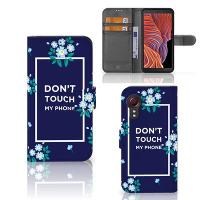Samsung Galaxy Xcover 5 Portemonnee Hoesje Flowers Blue DTMP Samsung Galaxy Xcover 5 Portemonnee Hoesje Flowers Blue DTMP