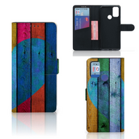 Alcatel 1S (2021) Book Style Case Wood Heart - Cadeau voor je Vriend - thumbnail