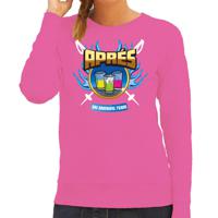 Apres ski sweater/trui voor dames - apres ski drinking team - roze - wintersport - skien - thumbnail