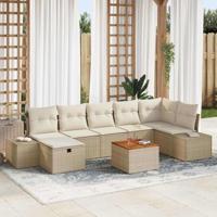 Tuinbankenset met kussen met opslag 8 pcs Beige poly rattan