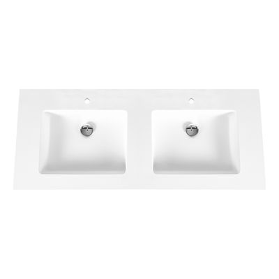 Wastafel BWS Veroni 45.5x154 cm 2 Kraangaten Solid Surface Wit