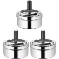 Asbak - 3x - draaiasbak - drukasbak - terrasasbak - chroom - metaal - D9 x H9 cm