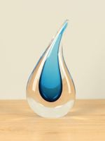 Glassculptuur druppel lichtblauw, 20 cm - thumbnail
