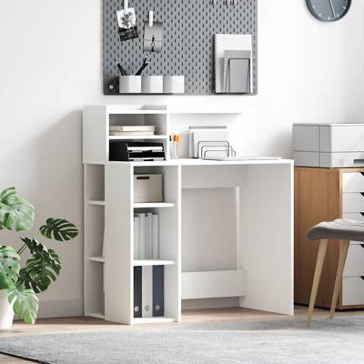 Bureau met opbergruimte Wit 90 x 48 x 101,5 cm Bewerkt hout