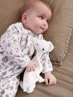 Set van fluwelen slaappakje en knuffel ecru