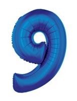 Folieballon Blauw Cijfer '9' Groot