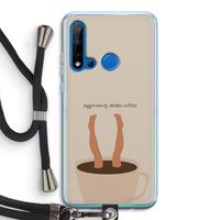 Aggressively drinks coffee: Huawei P20 Lite (2019) Transparant Hoesje met koord