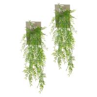 Louis Maes kunstplanten - 2x - Bamboe - groen - hangende takken bos van 175 cm - Kunstplanten - thumbnail