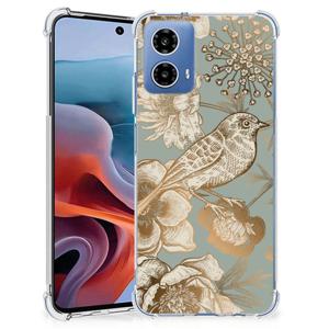 Case voor Motorola Moto G34 Vintage Bird Flowers