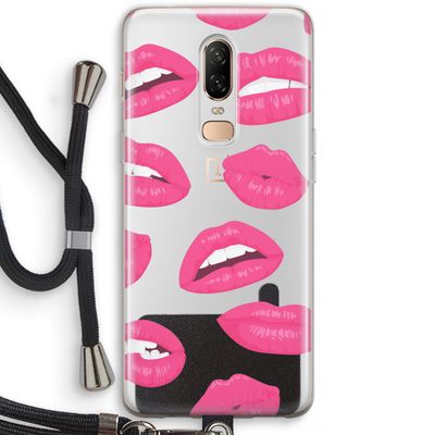 Bite my lip: OnePlus 6 Transparant Hoesje met koord