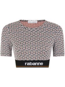 Rabanne t-shirt crop à motif monogrammé - Noir