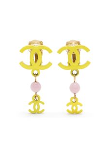 CHANEL Pre-Owned boucles d'oreilles clip à logo CC (2003) - Jaune