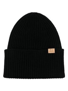 Woolrich bonnet nervuré à patch logo - Noir