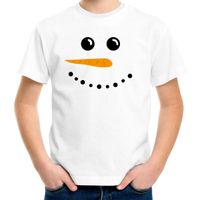 Sneeuwpop Kerst t-shirt wit voor kinderen - thumbnail