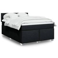 Boxspring met matras stof zwart 140x200 cm