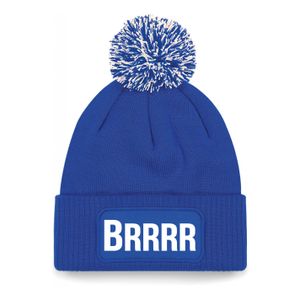 Brrrr muts met pompon - unisex - one size - blauw - apres-ski muts