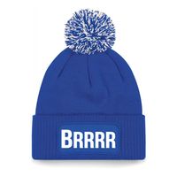 Brrrr muts met pompon - unisex - one size - blauw - apres-ski muts