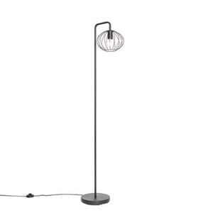 QAZQA Industriële vloerlamp zwart 23 cm - Margarita