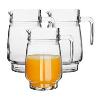 Luminarc schenkkan/karaf - 3x stuks - glas - 1,6 liter - Sapkannen/waterkannen/schenkkannen