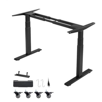VEVOR in hoogte verstelbaar bureauframe, elektrisch bureauframe tot 125 kg, 3-traps tafelpoten met 2 motoren, geheugenfunctie, hoogteweergave, botsingsbeveiliging, USB-aansluiting, bureauonderstel voor kantoor, zwart