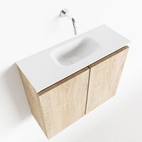 Toiletmeubel Mondiaz Ture | 60 cm | Meubelkleur Washed oak | Eden wastafel Talc Midden | Zonder kraangat
