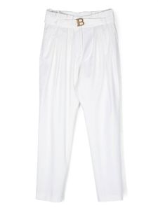 Balmain Kids pantalon en laine à détail plissé - Blanc