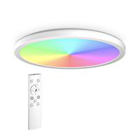 Slim - 18 Watt Plafondlamp badkamer wit - IP44 waterdicht - RGBWW met afstandsbediening - 30 cm - LED Plafonniere