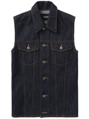 We11done gilet boutonné en jean - Bleu