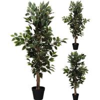 Kunstplant Ficus 115 cm Groen/Wit