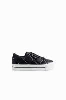 Leatherlook sneakers met borduursel van pailletten - BLACK - 37