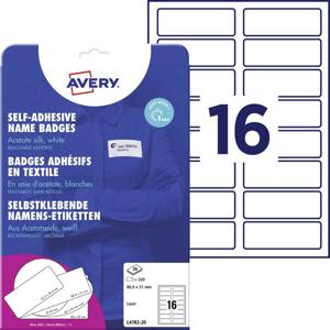 Avery-Zweckform L4783-20 Naametiketten 88.9 x 31 mm Acetaatzijde Wit 320 stuk(s) Weer verwijderbaar Laser (zwart/wit), Laser (kleur), Kopiëren (zwart/wit),
