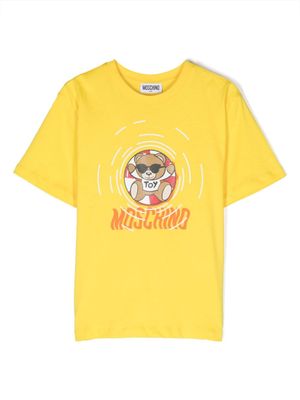 Moschino Kids t-shirt en coton à imprimé ourson - Jaune