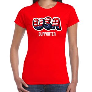 Rood t-shirt usa / Amerika supporter EK/ WK voor dames