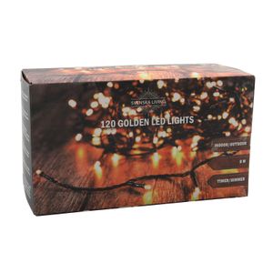 Kerstverlichting goud buiten 120 lampjes 900 cm inclusief timer en dimmer   -