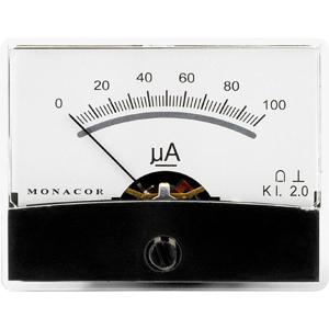 Monacor 0290540 PM-2/100UA PM-2/100UA draaispul-inbouwinstrument, 0,1 mA