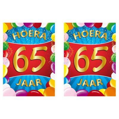Verjaardag deurposter - 2x - 65 jaar - multi - 59 x 84 cm - leeftijd feestartikelen Verjaardag deurposter - 2x - 65 jaar - multi - 59 x 84 cm - leeftijd feestartikelen