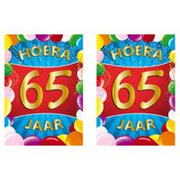 Verjaardag deurposter - 2x - 65 jaar - multi - 59 x 84 cm - leeftijd feestartikelen