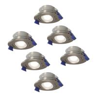 Set van 6 Lima LED inbouwspots - 5 Watt 400 lumen - 6000K daglicht wit - GU10 - Dimbaar - Rond - Kantelbaar - IP65 waterdicht - RVS - Voor binnen, buiten en badkamer