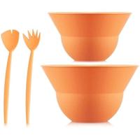 Set van 2 kommen 3 L en 4,9 L met saladebestek - BODUM - Topee - Bellini oranje