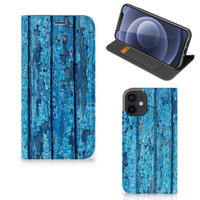 iPhone 12 Mini Book Wallet Case Wood Blue - thumbnail