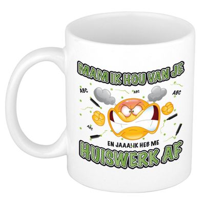 Moederdag mok - huiswerk - wit - 300 ml - keramiek
