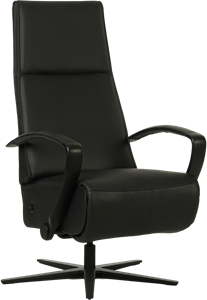 Zwarte leren industriële relaxfauteuil Idol - staal zwart frame met stervoet - zithoogte laag - Toledo Leer Nero (zwart leer)